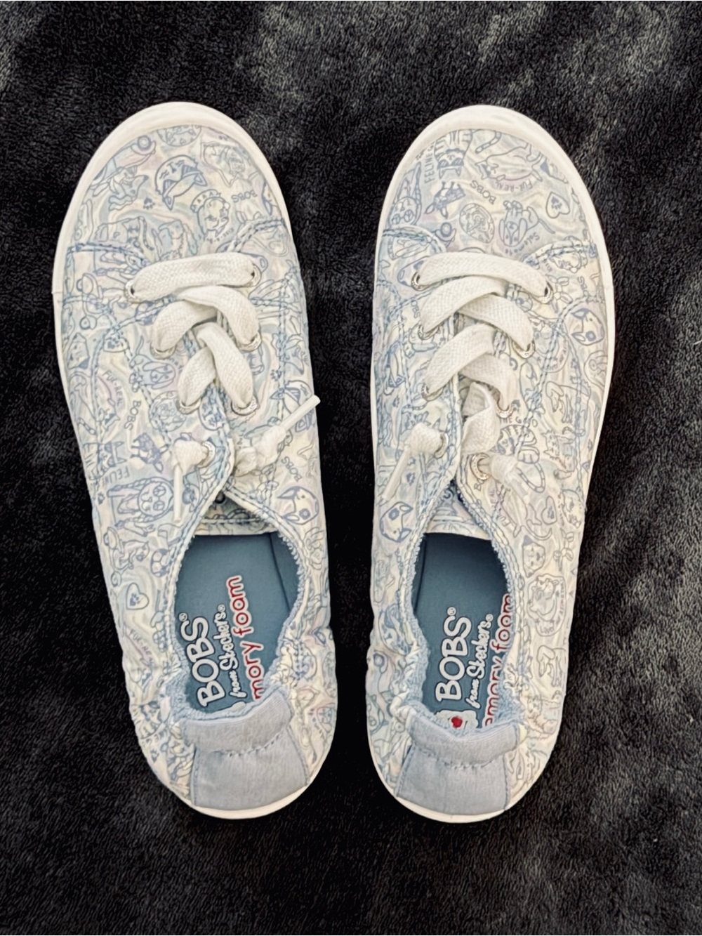 BOBS from Skechers Light Blue Dog & Cat Patterned Women’s Slip-On Sneakers